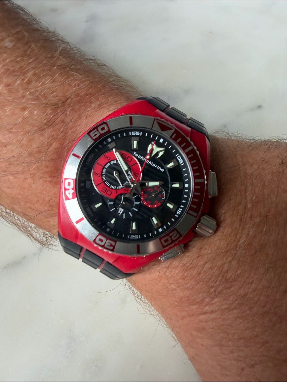 Technomarine Men’s Red and Black Sport Chronograph Watch with Extra Straps - Picture 2 of 10